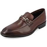 Thomas & Vine Mens Leather Moc Toe Slip-on Bit Loafer Cillian Tru Comfort Foam Round Toe Business Dress Shoes