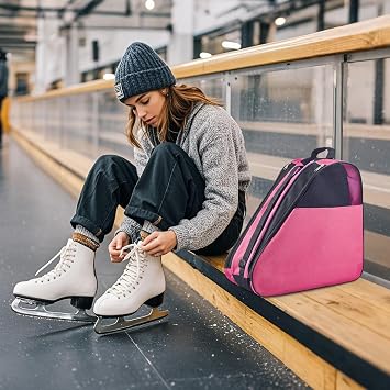 Skating Bag Set Ice Skate Blade Covers Ice Skating Guards and Roller Skates Bag Roller Skate Accessories Roller Skate Bag for Kids Men Women Adults, Half-Net