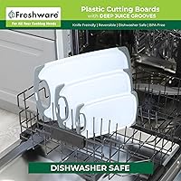 Vista 6 de Freshware Tablas de cortar para cocina, paquete de 3 tablas de cortar con diferentes tamaños, ranuras para jugos y asas antideslizantes, reversible