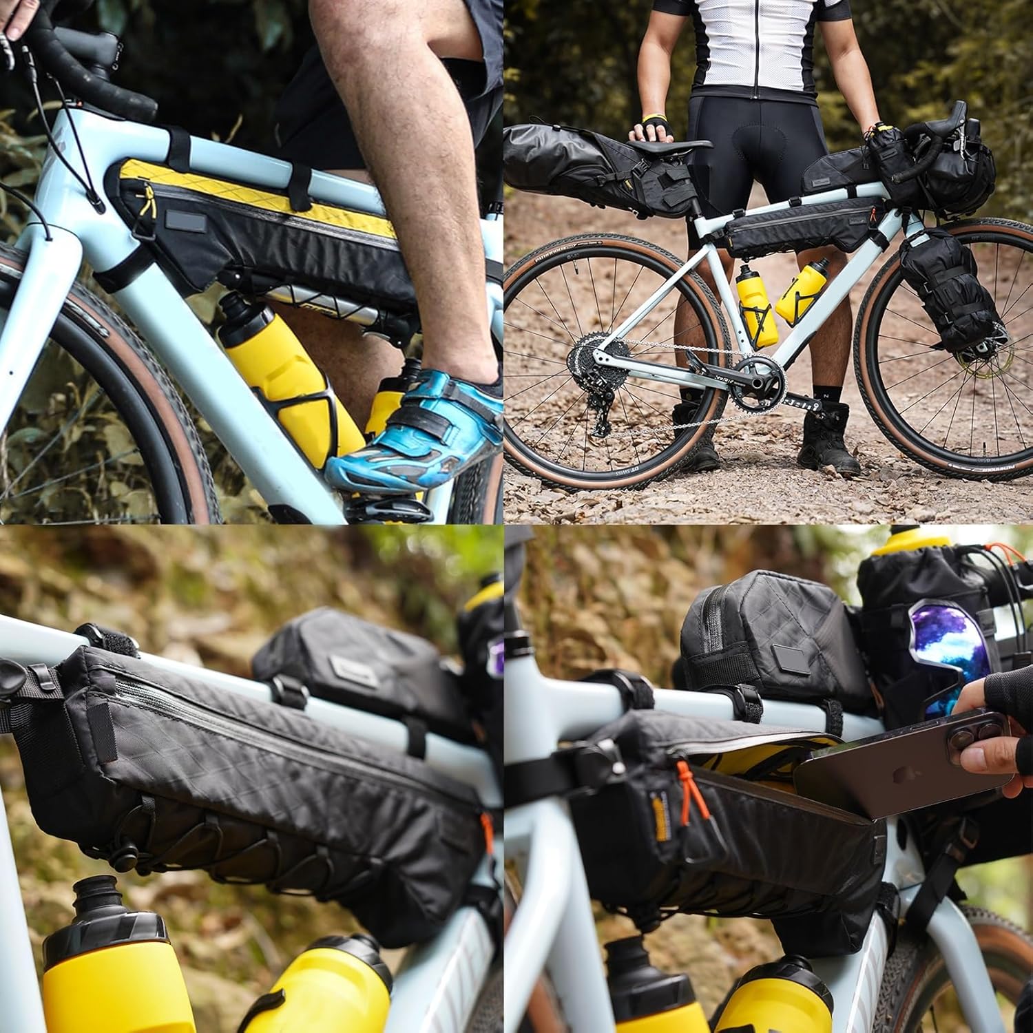 Bike Frame Bag Waterproof Bike Under Tube Bag, Extra Long Cycling Accessories for Mountain Road Bike(White)