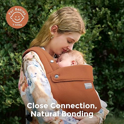 Miniatura 2 de Momcozy Portabebés con lino de algodón natural, construido para durar, diseño ergonómico, 7-44 libras para bebés y niños pequeños, ligero y cómodo,