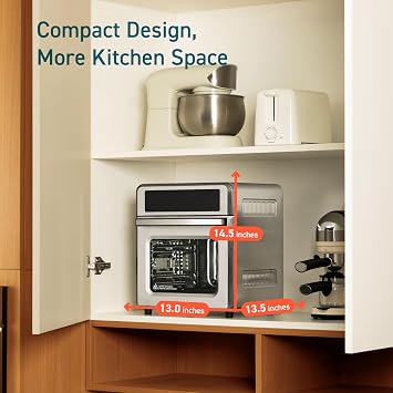 Cosori Air Fryer Oven, 13QT, 11-in-1, Rotisserie, Max 450F, 6 Accessories | Small Footprint, Dual Heating Elements, Two-Level Cooking, 40% Faster Cooking, Dishwasher-Safe Removable Accessories