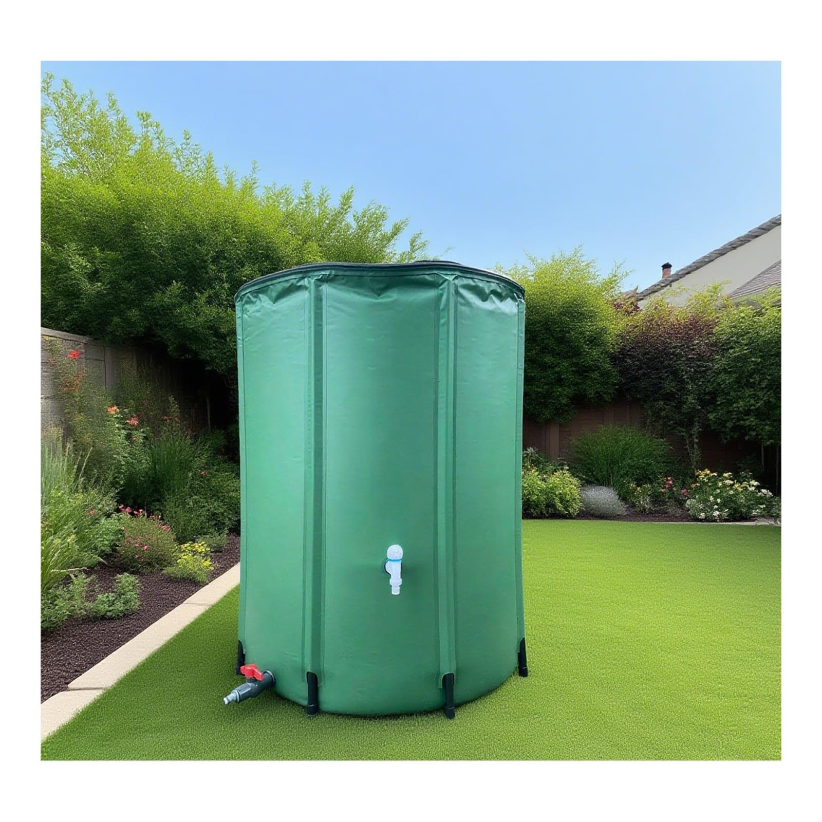 Rainwater barrels, With Filter，Strong and Durable, Flexible Structure, Applicable in Many Scenarios, Strong Portability(Green,200L)