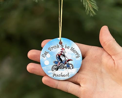 Miniatura 2 de Prezzy Adorno de Navidad de motocross para comer beber y ser feliz regalo personalizado para amantes del jugador de motocross árbol de Navidad