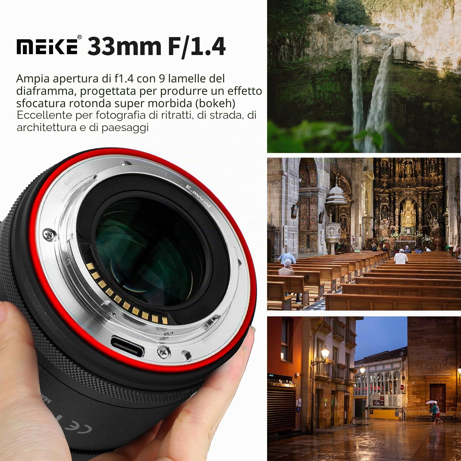 Meike Obiettivo grandangolare da 33 mm F1.4 APS-C AF STM (motore passo-passo) con messa a fuoco automatica per fotocamere mirrorless Sony E Mount FX30 ZV-E10 ZVE10 II A6400 A5000 A5100 A6000 A6100