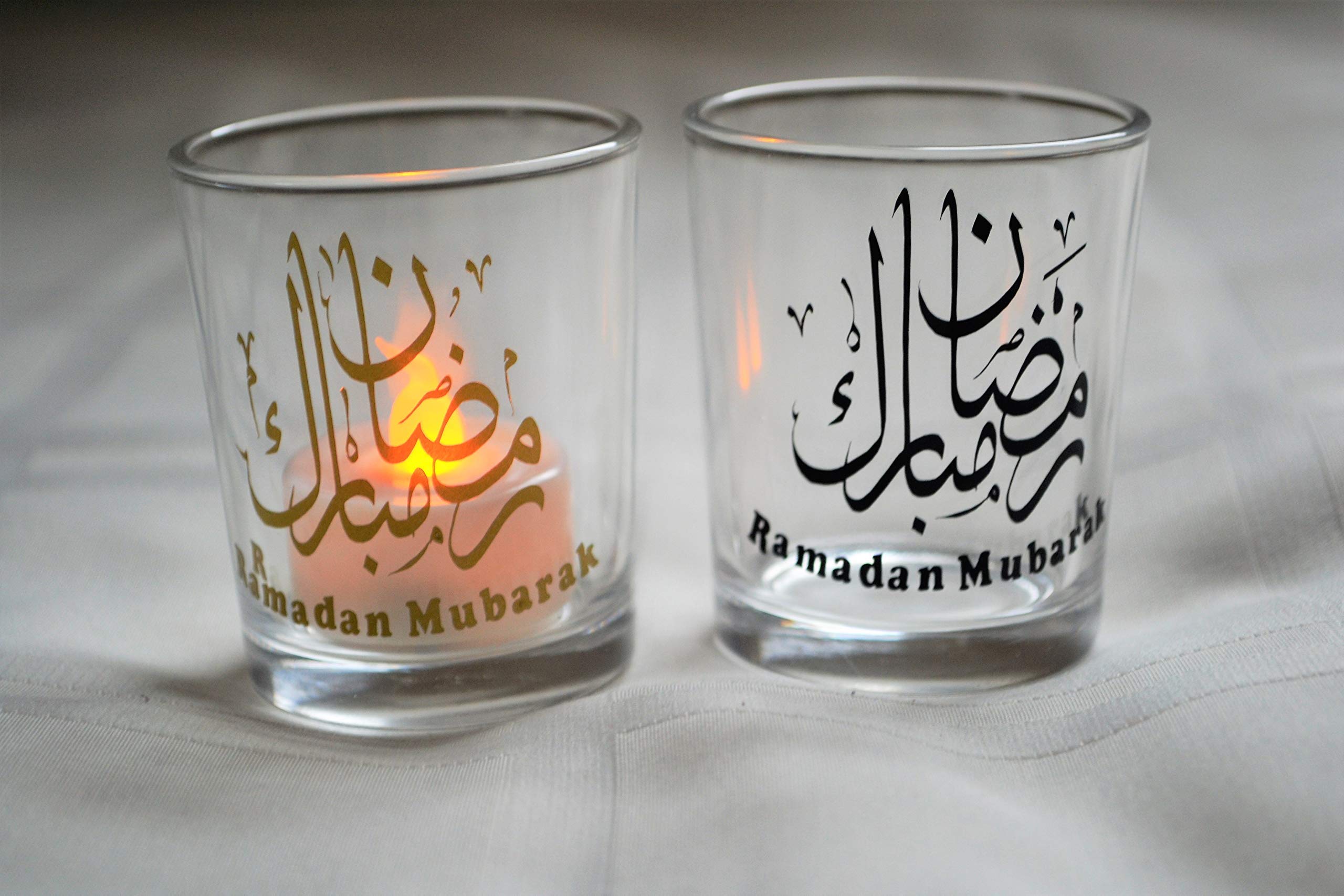 Ramadan Mubarak candle holder/Ramadan decoration/Islamic Ramadan decoration/Handmade Islamic gift/Islamic glass decals.