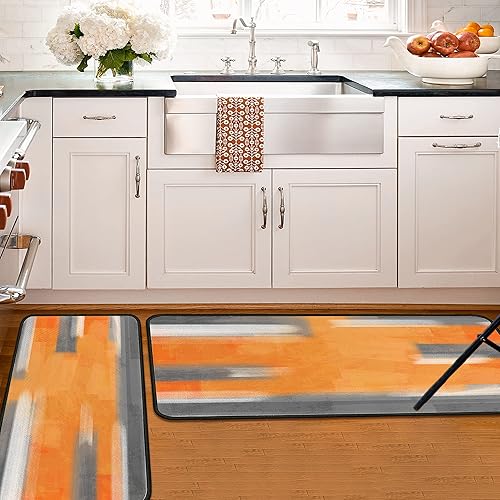 Miniatura 35 de Juego de 2 tapetes de cocina de Navidad, tapete de cocina con respaldo antideslizante, tapete de cocina decorativo lavable para decoración