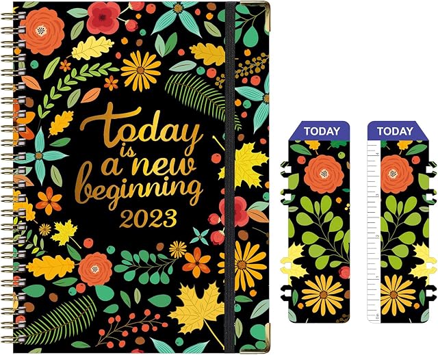 Weekly Planner 2023, 12-Month Weekly Diary, A5 Spiral Weekly Planner and Notebook, Hard Cover, Large Size 15.8 x 21.7 cm