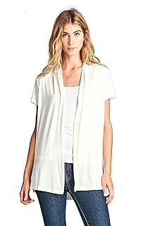 Women Short Sleeve Extra Soft Viscose Made from Bamboo Casual Open Front Flowy Lightweight Cardigan - Buy now