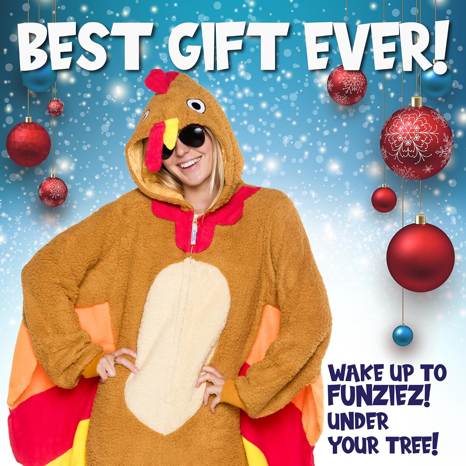 Funziez! Slim Fit Sherpa Adult Onesie - Animal Halloween Costume - Plush One Piece Cosplay Suit for Women and Men - Image 2