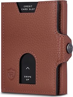 VON HEESEN Slim Wallet mit RFID Schutz - Geldbörse Herren klein - Mini Geldbeutel Damen Portmonee - Kartenetui Echtleder Karten Portemonnaie - Leder Kreditkartenetui Cognac-Braun