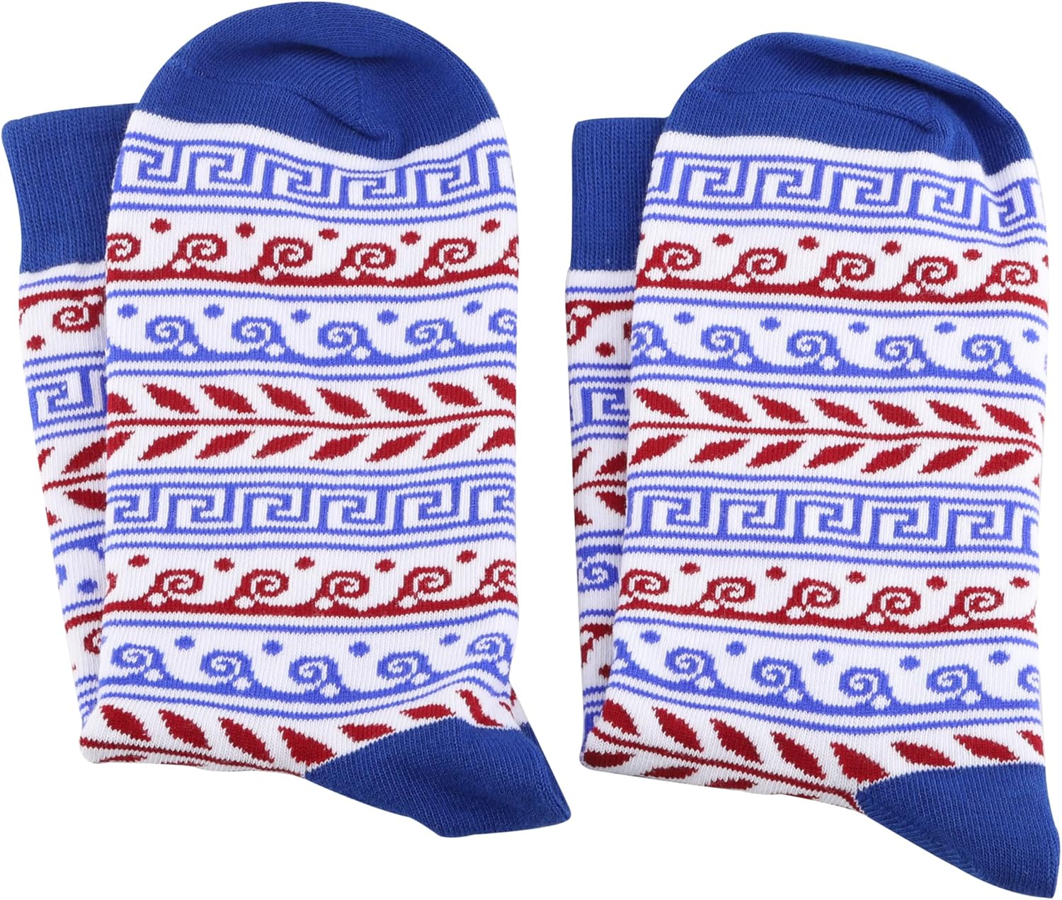 G2TUP 2 Pairs Funky Colorful Gift Greek Blue Socks Swirling Waves Crew Socks Greece Traveller Gifts - Image 7