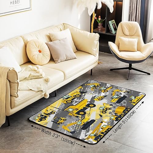 Miniatura 10 de Alfombra de oso de 5 x 7 pies para niños y niñas, de granja con animales salvajes, para sala de estar, dormitorio, decoración de oso retro, alfombra