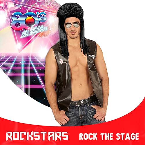 Miniatura 4 de Peluca de salmonete de los años 80 y 90 Traje de hombre de los años 80 y 90 Accesorios de fiesta de disfraces retro de los años 90 Peluca