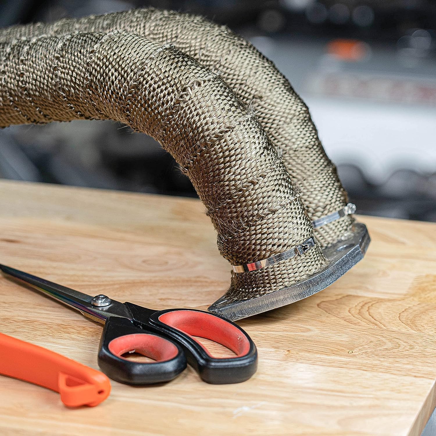 SunplusTrade 2" x 50' Titanium Exhaust Wrap for Motorcycle Cars Header with Stainless Steel Zip Ties (2 Pack)