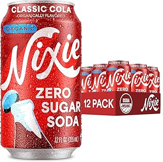 Nixie Organic Zero Sugar Soda, Classic Cola, Healthy Soda Pop, Non-GMO, 0 Sugar, 0 Calories, 40mg Caffeine, 12oz Cans (12 Pack)