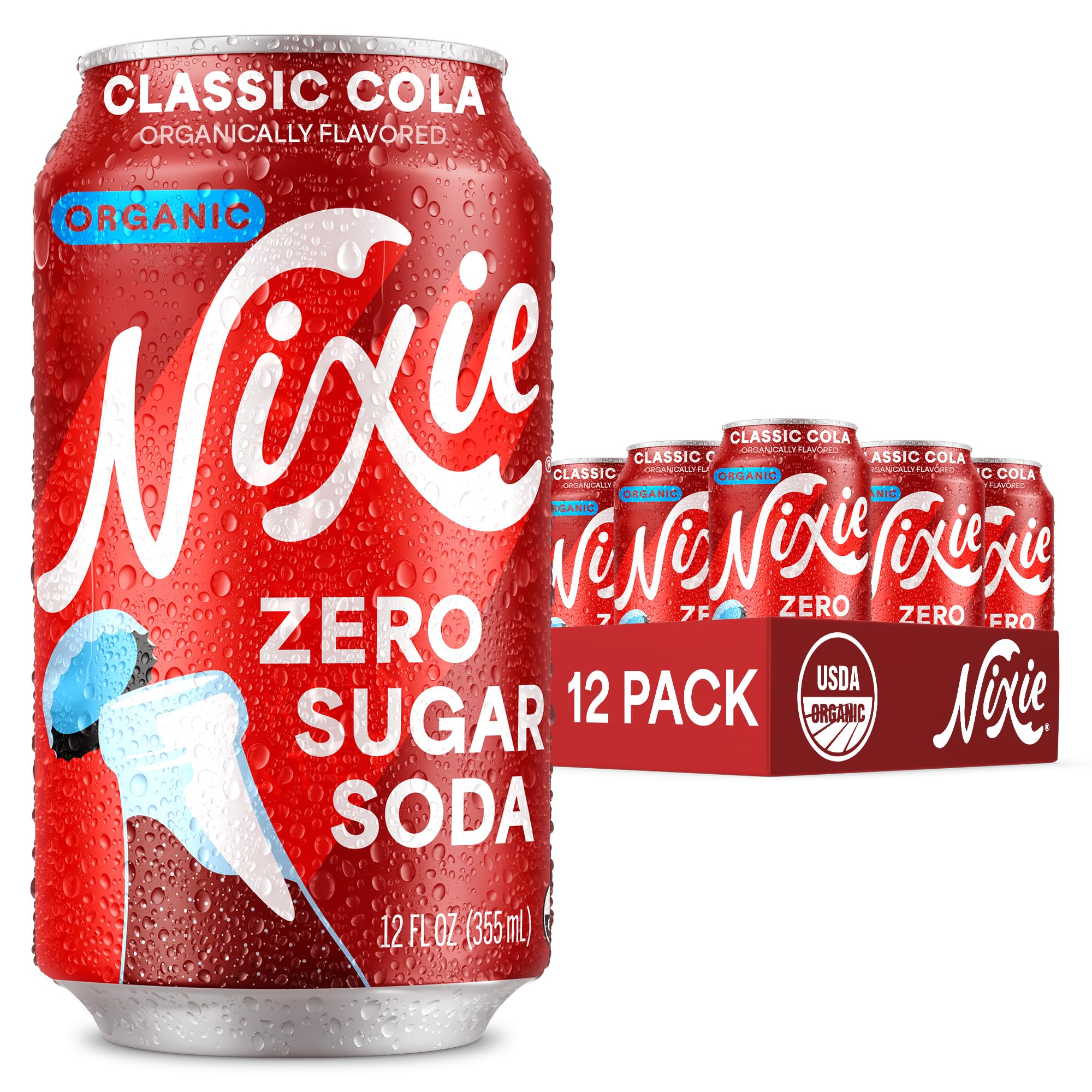 Sponsored Ad - Organic Zero Sugar Soda, Classic Cola, Healthy Soda Pop, Non-GMO, 0 Sugar, 0 Calories, 40mg Caffeine, 12oz Cans (12 Pack)