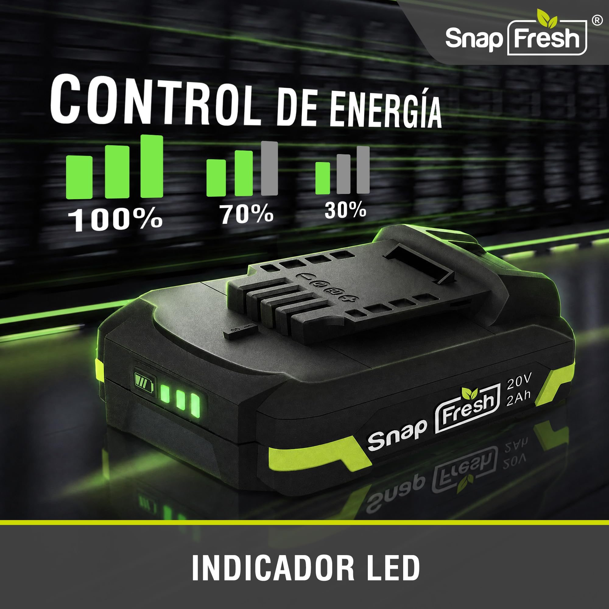 SnapFresh Batería de 20 V 2,0 Ah Solo Disponible con la Herramienta SnapFresh 20V, Carga Rapida (BBT-DC20A)