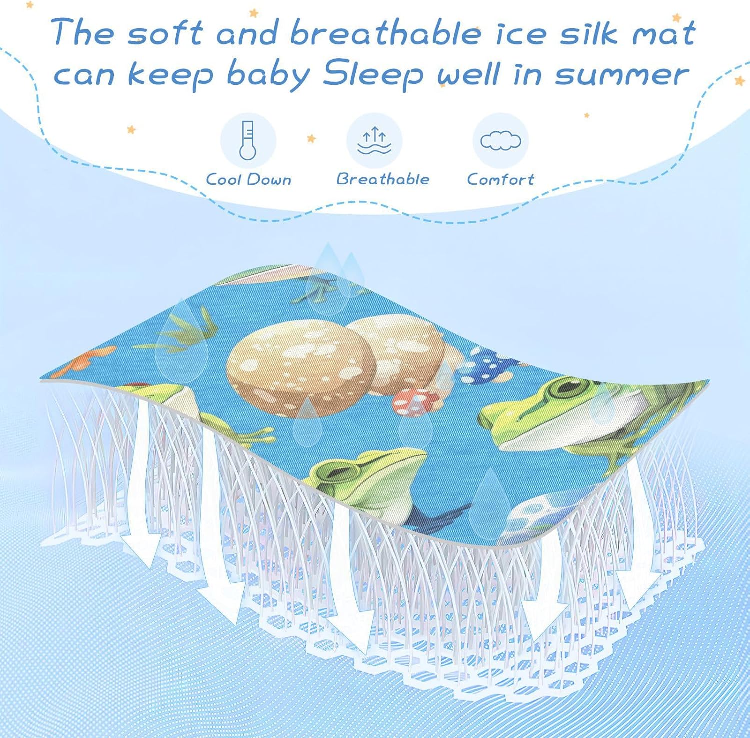 Cartoon Colorful Frogs Cooling Baby Crib Mattress Protector 28" x 52" Ultra Soft Pads for Bed Washable for Baby&Toddler