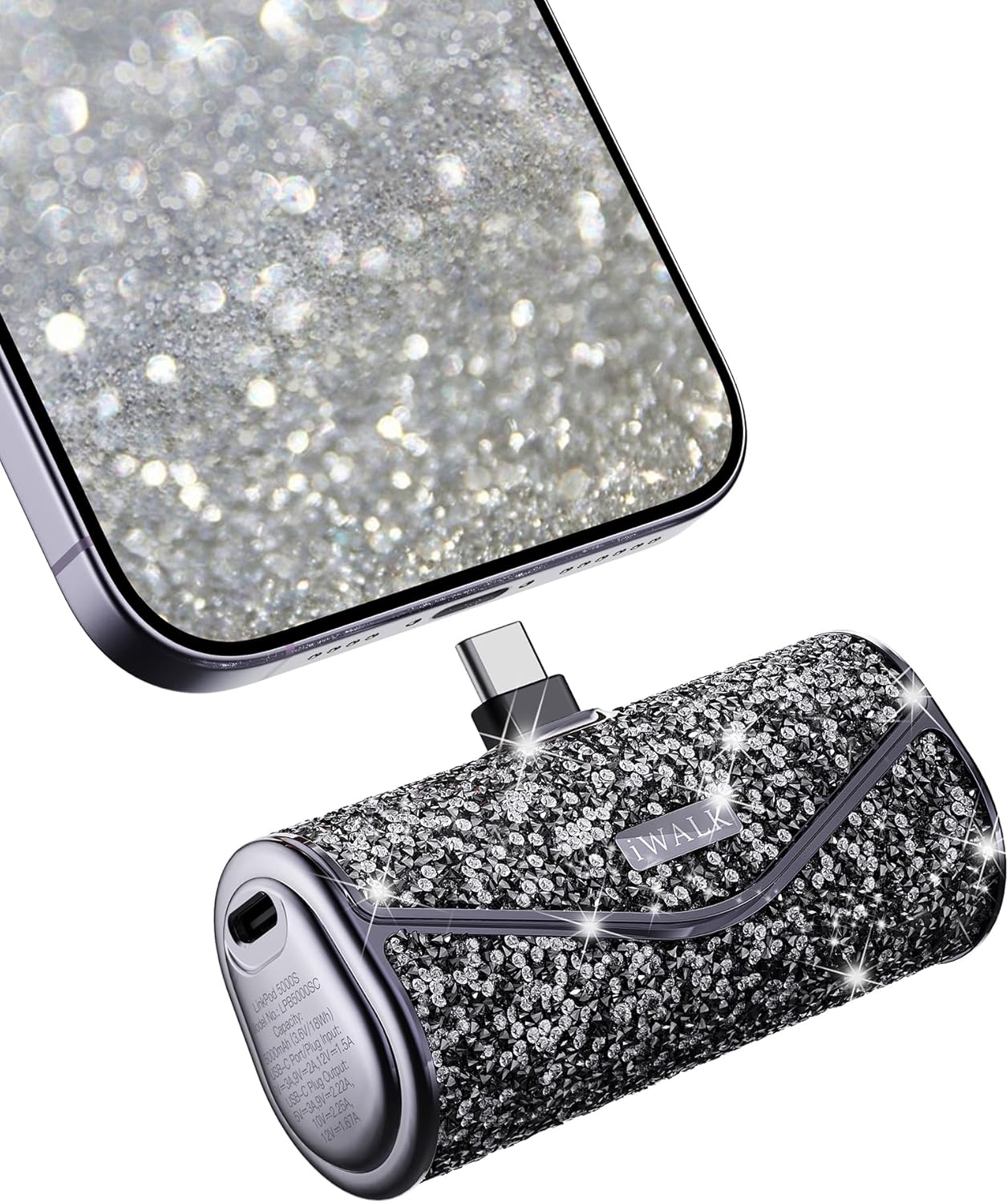 iWALK Upgraded Sparkly Portable Charger 22.5W, 5000mAh Power Bank for iPhone 16/15 Series, Mini Battery Pack with Built-in USB-C Connector Compatible with Samsung S25/24 Series, iPad Pro/Air, AirPods iWALK Upgraded Sparkly Portable Charger 22.5W, 5000mAh Power Bank for iPhone 16/15 Series, Mini Battery Pack with Built-in USB-C Connector Compatible with Samsung S25/24 Series, iPad Pro/Air, AirPods