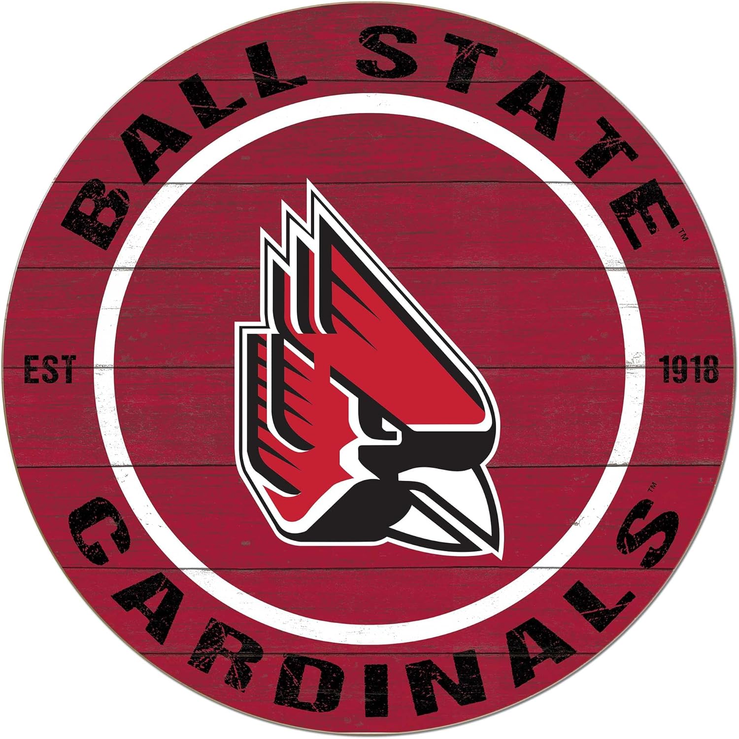 KH Sports Fan Ball State Cardinals Colored Circle Sign, 20x20 Inches, Cardinals Decor for Dorm, Bedroom, Fan Cave, Living Room; Display Your Team Spirit with This Unique Ball State Cardinals Wall Art