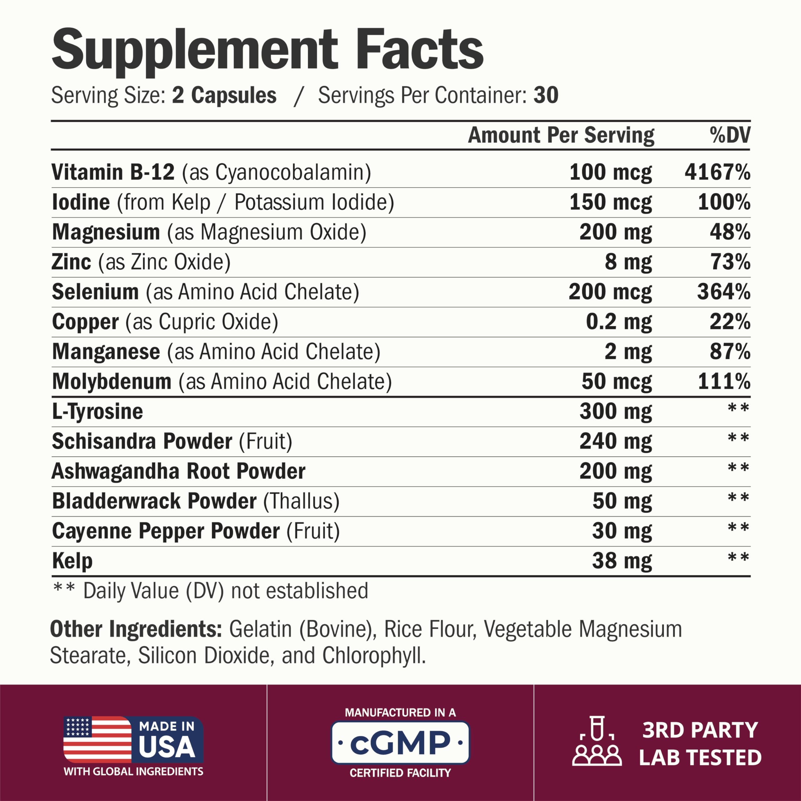 Thyroid Support for Women - Selenium, Iodine, Zinc & Ashwagandha, 60 Caps — Amazon image 2