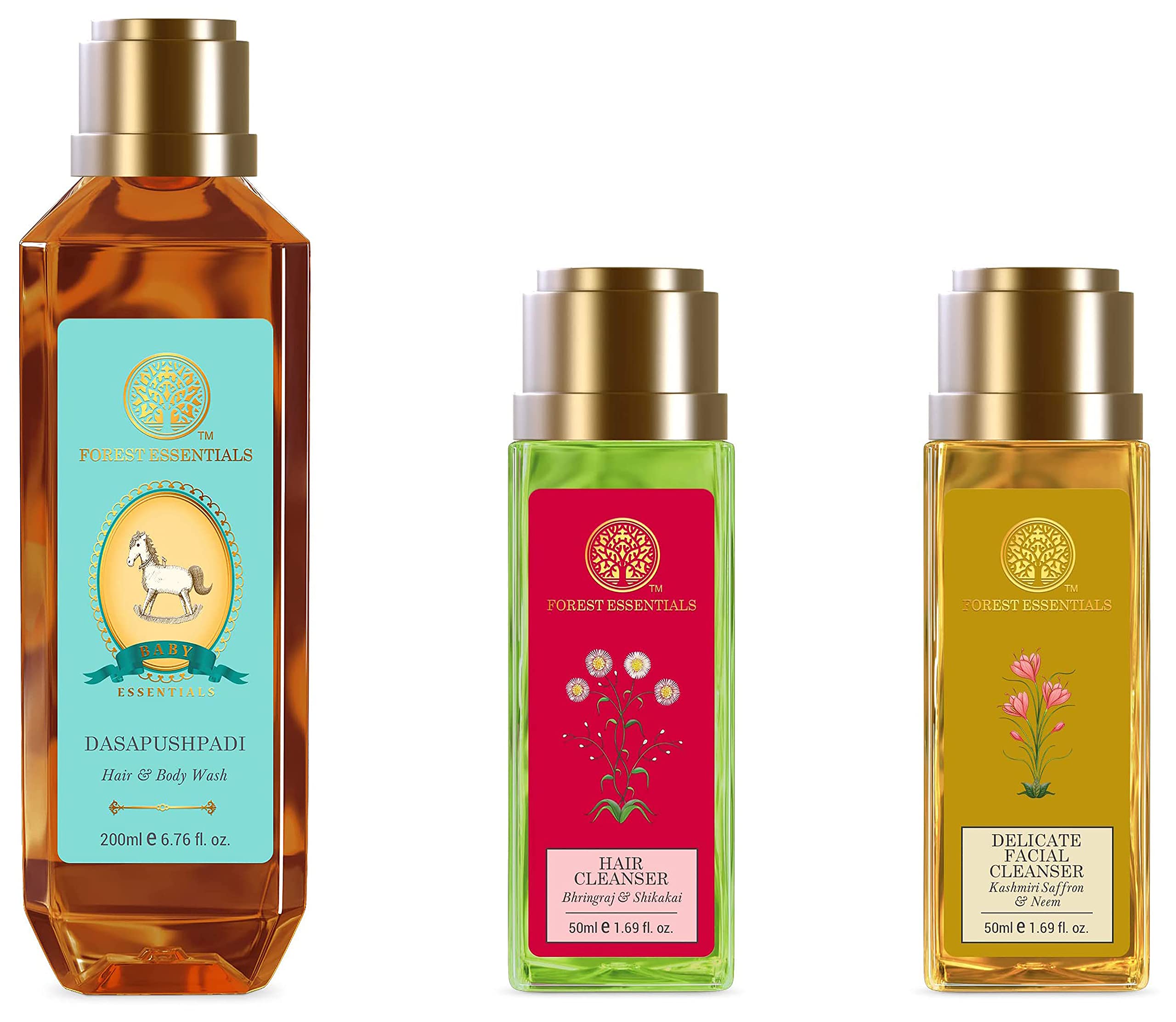 Forest Essentials Baby Hair & Body Wash Dasapushpadi 200ml&Forest Essentials Travel Size Delicate Facial Cleanser 50ml&Forest Essentials Travel Size Hair Cleanser 50ml-image-41