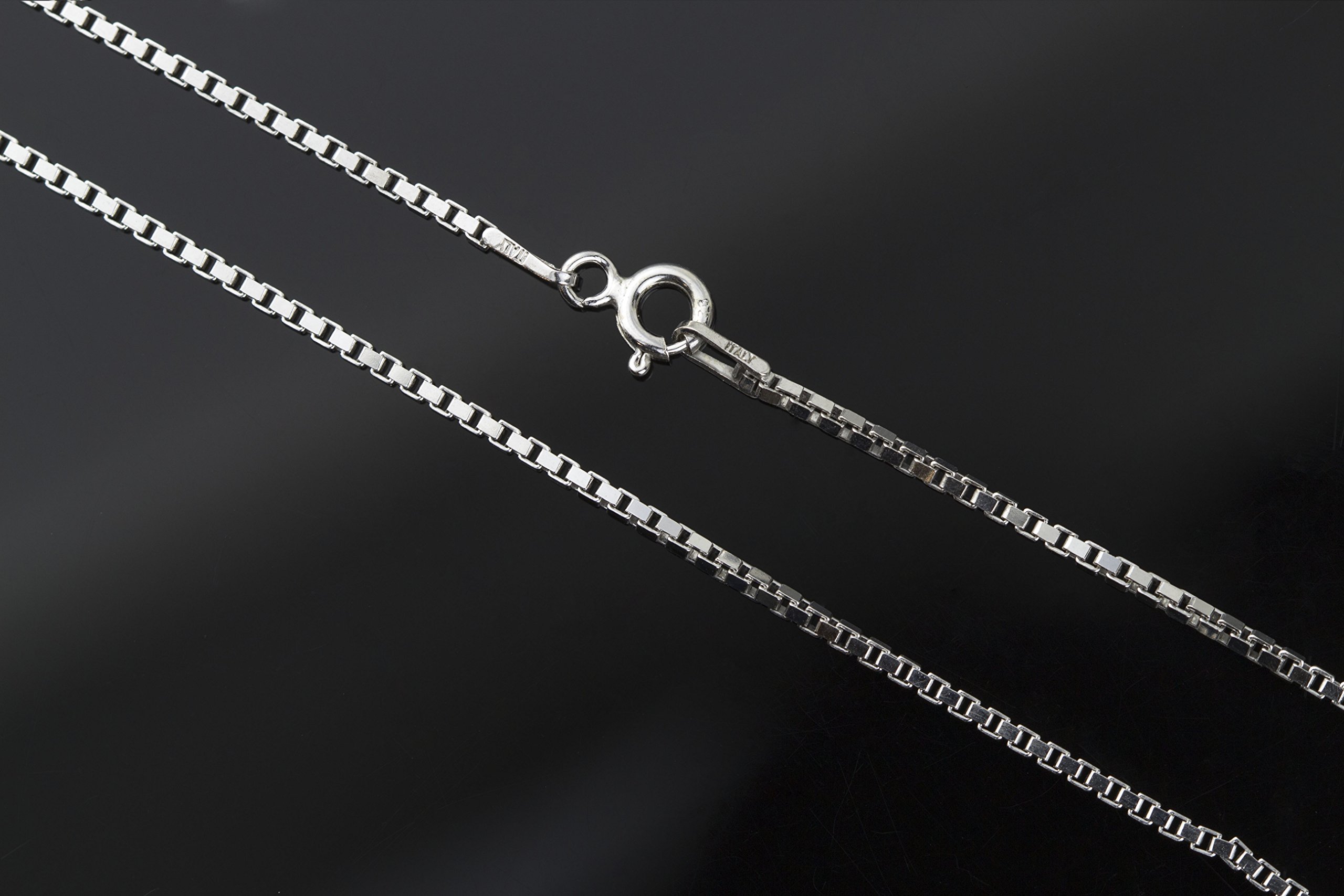 AKA Gioielli® - Cadena Eslabón Cuadrado Veneciana 1.4 mm Plata De Ley Esterlina 925 Rodio - Collar Fina Mujer Hombre Longitud: 40 45 50 55 60 70 cm