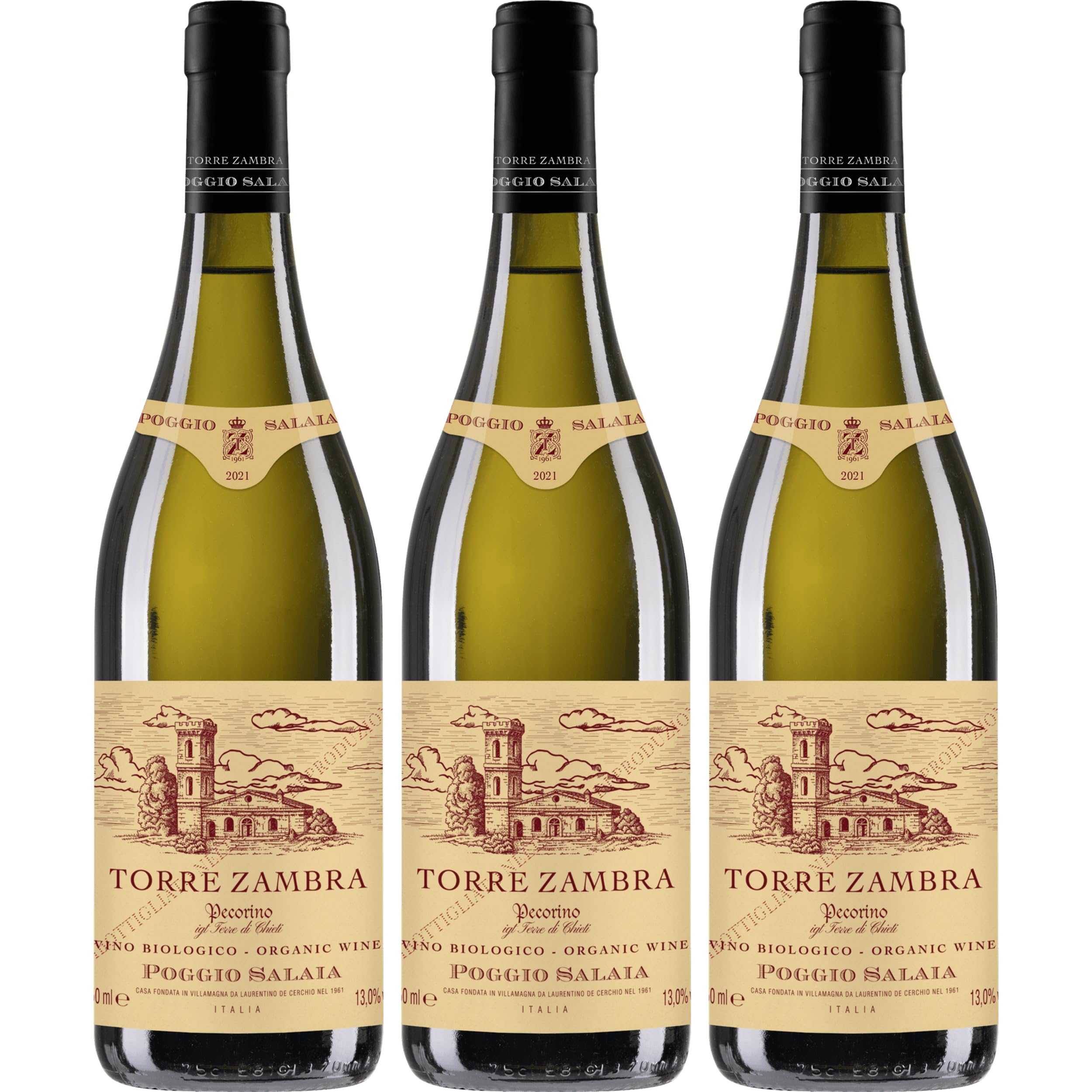 Torre Zambra Poggio Salaia Pecorino Terre di Chieti IGT Weisswein Weiss Trocken BIO VEGAN Italien inkl. FeinWert E-Book (3 x 0.75 l)