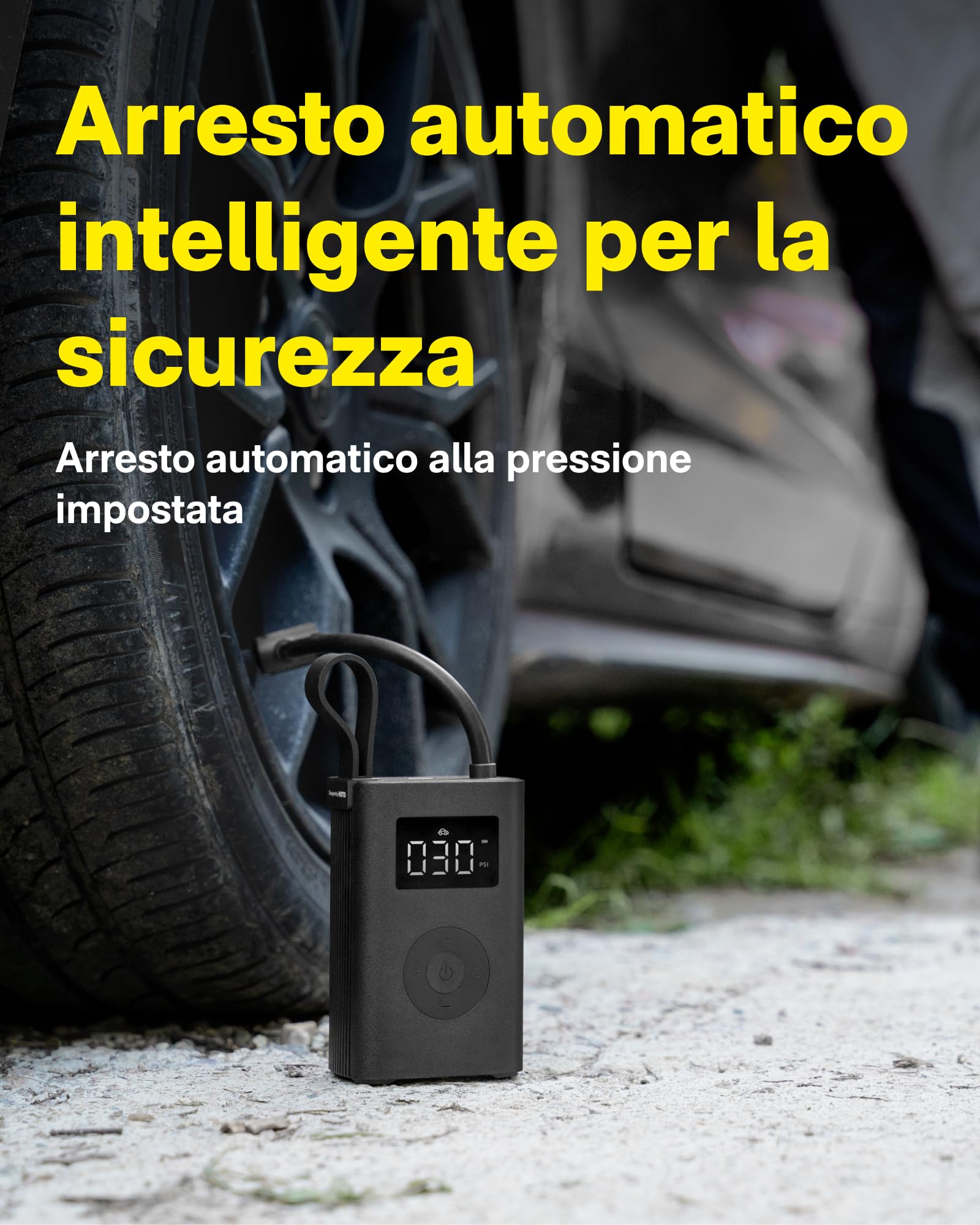 HOTO Compressore Aria Portatile, Pompa Ad Aria Portatile ADV, 150 PSI, Gonfiatore Senza Fili Con Luce LED, Display Digitale, Ricarica USB-C, Ideale Per Auto, Moto, Biciclette, Palla