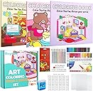 Cute Coloring Book Set for Teens Adults Relaxation, Easy and Simple Designs Coloring Book for Teens Girls, Stress Relief Gifts for Women with 36 Colors Markers & 12 Glitter Pens & 12 Colored Pencils