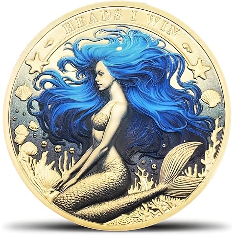 Mystical Mermaid Challenge Coin Luck Coins Lose Win Coin Collectible Gift (Golden)