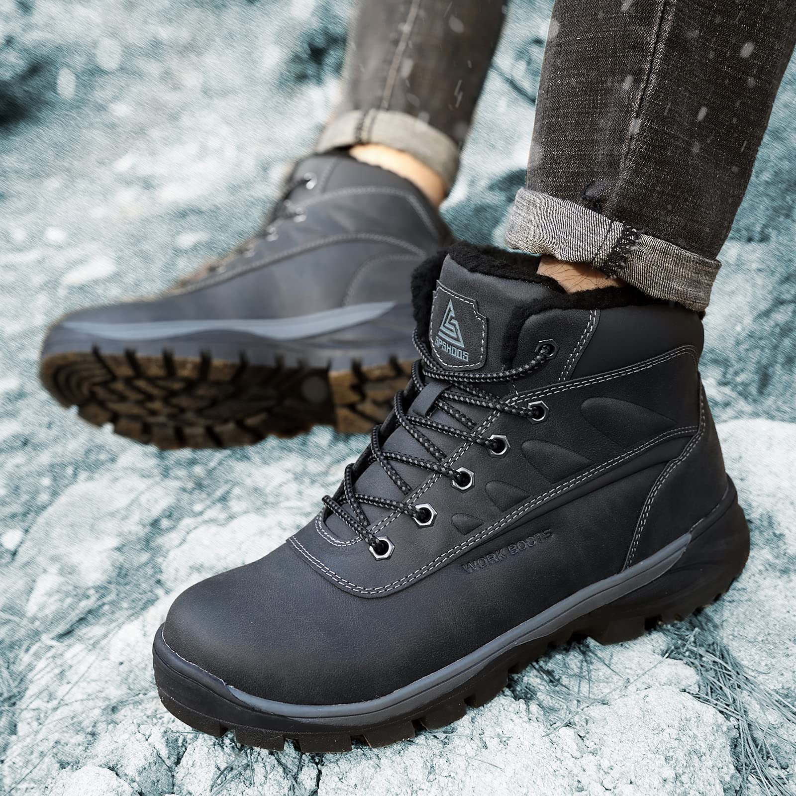 Stivali Invernali Uomo Scarpe da Neve Impermeabile Antiscivolo | Stivali da Neve Caldo Scarpe da Inverno Comode Trekking Boots Outdoor