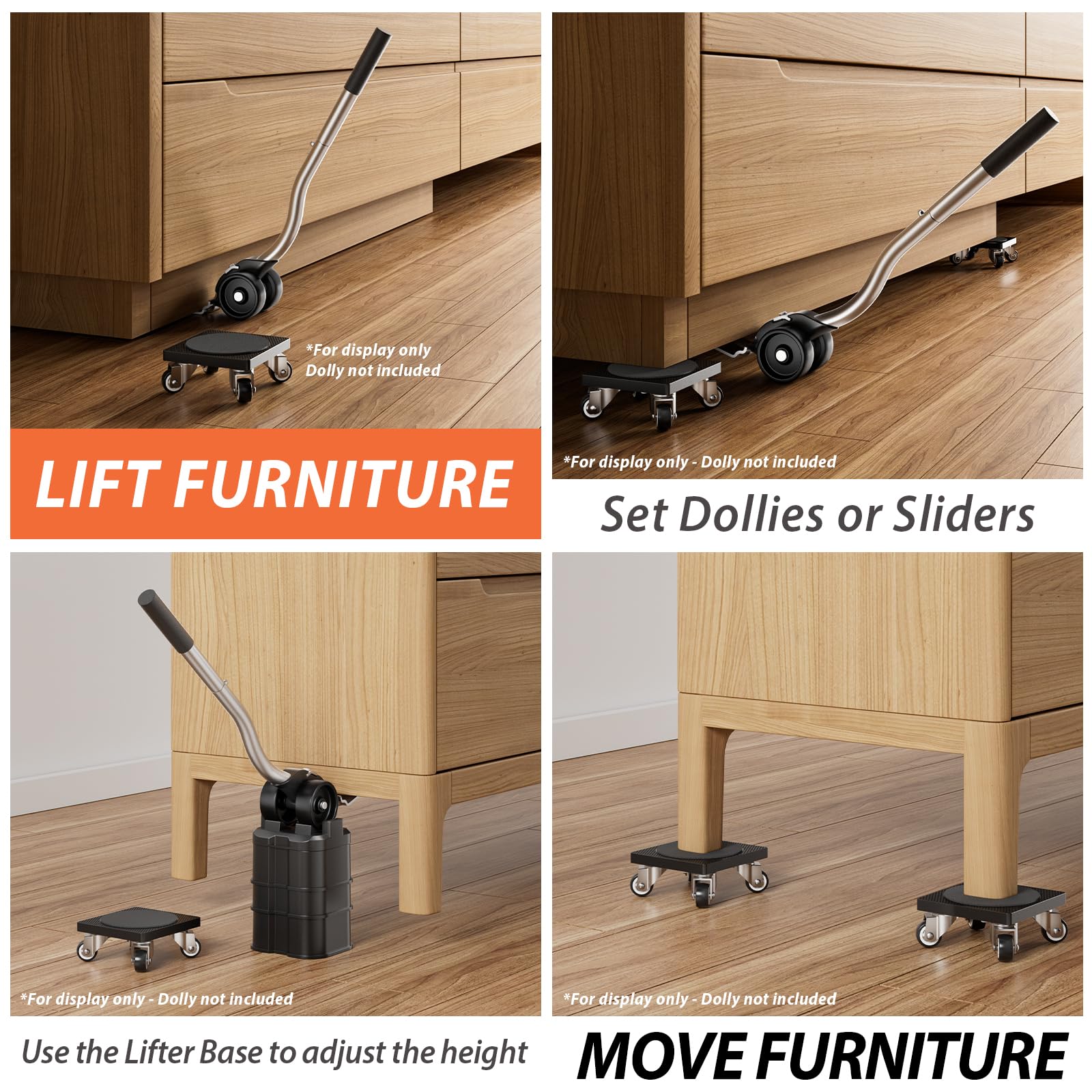 ONEON Outil de Levage de Meubles avec Base réglable en Hauteur – Cric de Meubles de qualité supérieure pour Meubles Lourds et appareils électroménagers, Levage sans Effort pour Les Coussinets, Les