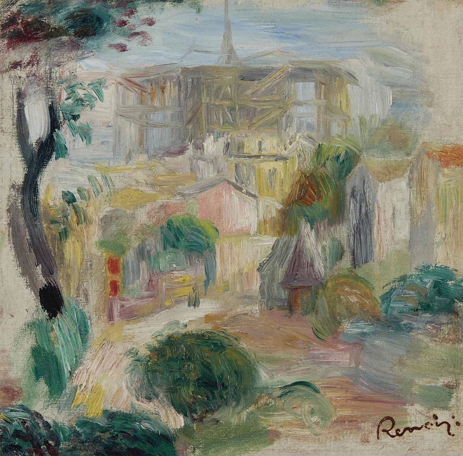 SERENDIPITP Vintage Picture Print on Canvas Wall Art Poster Vue Du Sacré Cœur by Pierre Auguste Renoir Artwork Print Poster for Wall Decor 60x90cm