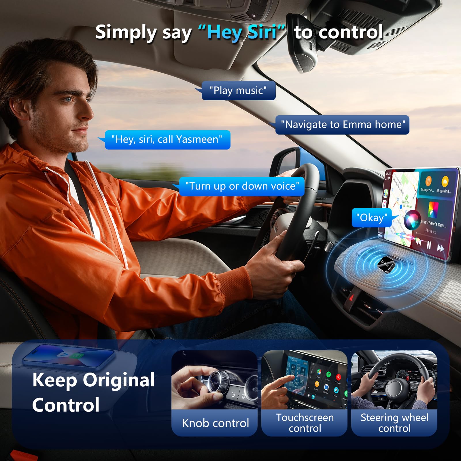 auvstar 2026 Upgraded mit Mirror Link, 3 in 1 CarPlay & Android Auto Wireless Adapter für iOS 11+/Android 11+,USB/Type-C Adapter,Unterstützt Alle Fahrzeuge mit Kabel-CarPlay AB 2016