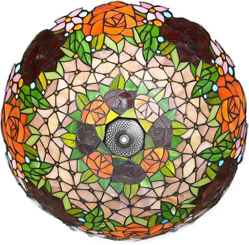 Miniatura 4 de Pantalla de repuesto estilo Tiffany de 16 pulgadas, color rosa, solo para lámparas de pie, lámparas de mesa, lámparas colgantes