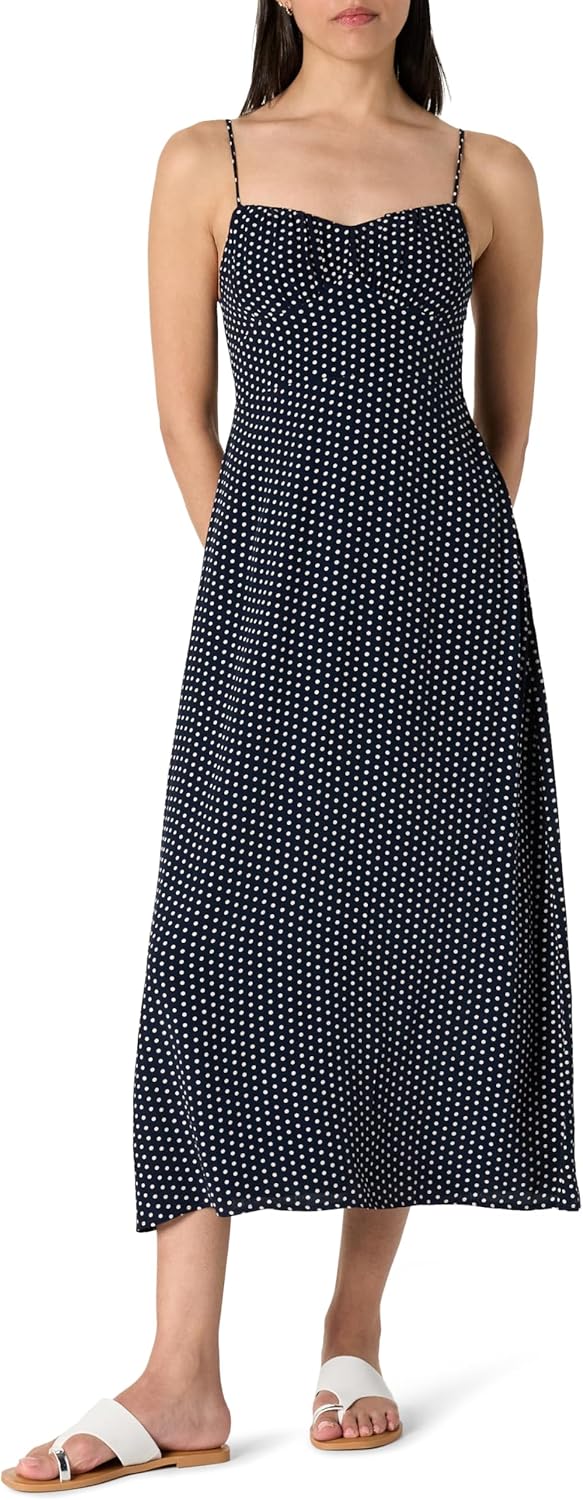 The Drop Womens Linea Spaghetti Strap Maxi Dress with Front Slit