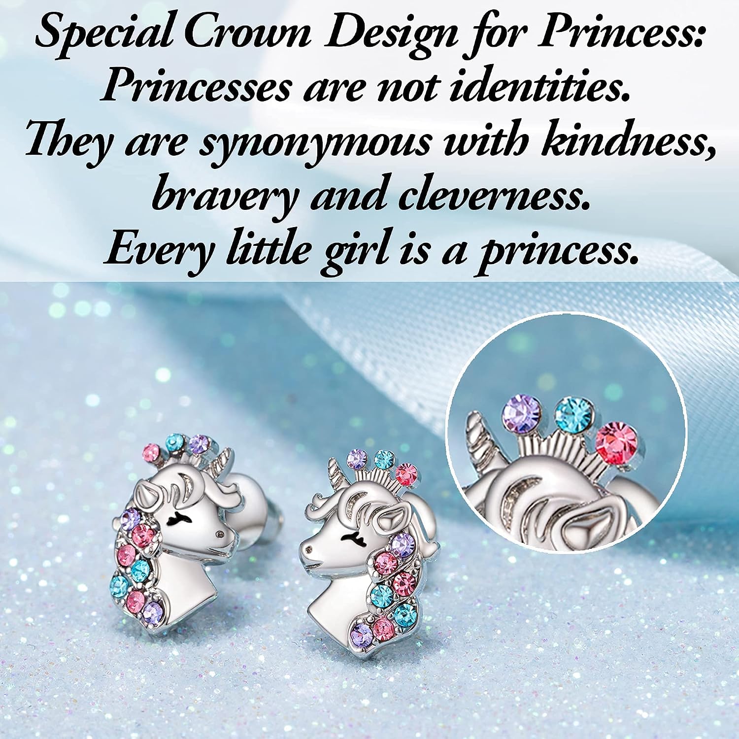 Shonyin Silver Unicorn Necklace/Hypoallergenic Earrings Christmas Birthday Party Jewelry Gift Set for Girls Women