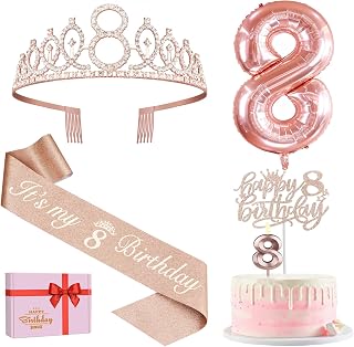 YeohJoy Rose Gold 8th Birthday Decorations for Girls