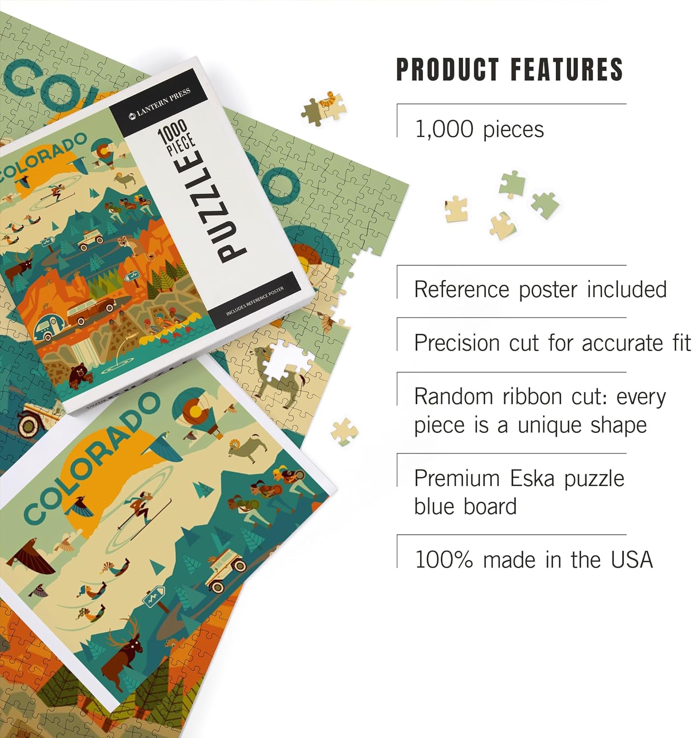 Colorado, Geometric (1000 Piece Puzzle, Challenging Jigsaw Puzzle for Adults, Made in USA)
