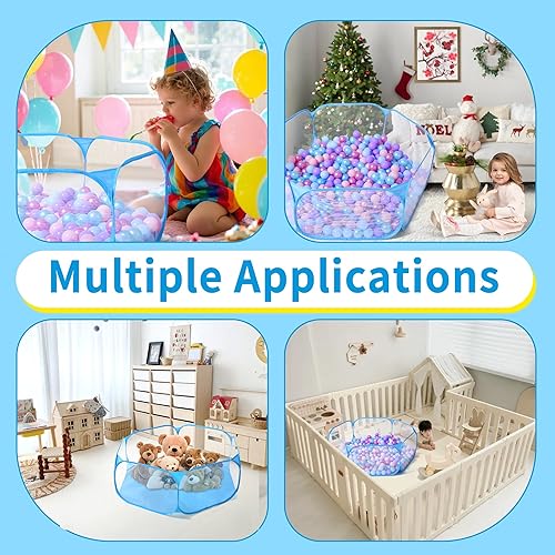 Vista 47 de STARBOLO Tienda de campaña para niños con pelotas, plegable para niños pequeños, piscina de pelotas, valla de gateo para interiores y exteriores