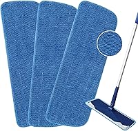 Vista 1 de Paquete de 3 almohadillas de microfibra de repuesto para limpieza de suelos húmedo/seco, almohadillas reutilizables para mopa de piso