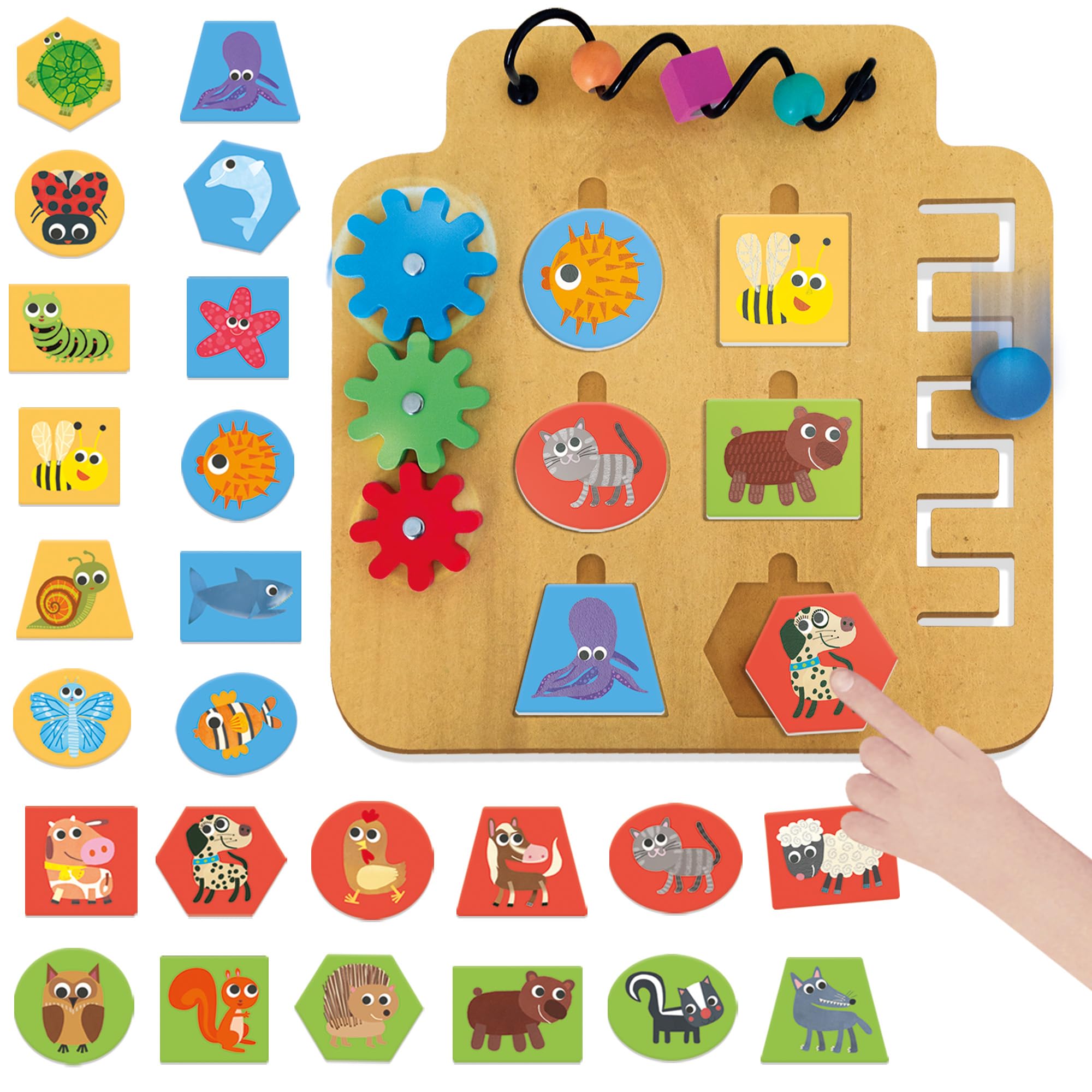 HEADU - Laboratorio Manine Attive Montessori - Con 24 Forme Tattili Degli Animali | Giochi Educativi 1 2 3 Anni, Gioco Montessori, Giochi Tattili Bambini, Regalo Bambino Piccolo, Regalo bambina 2 anni