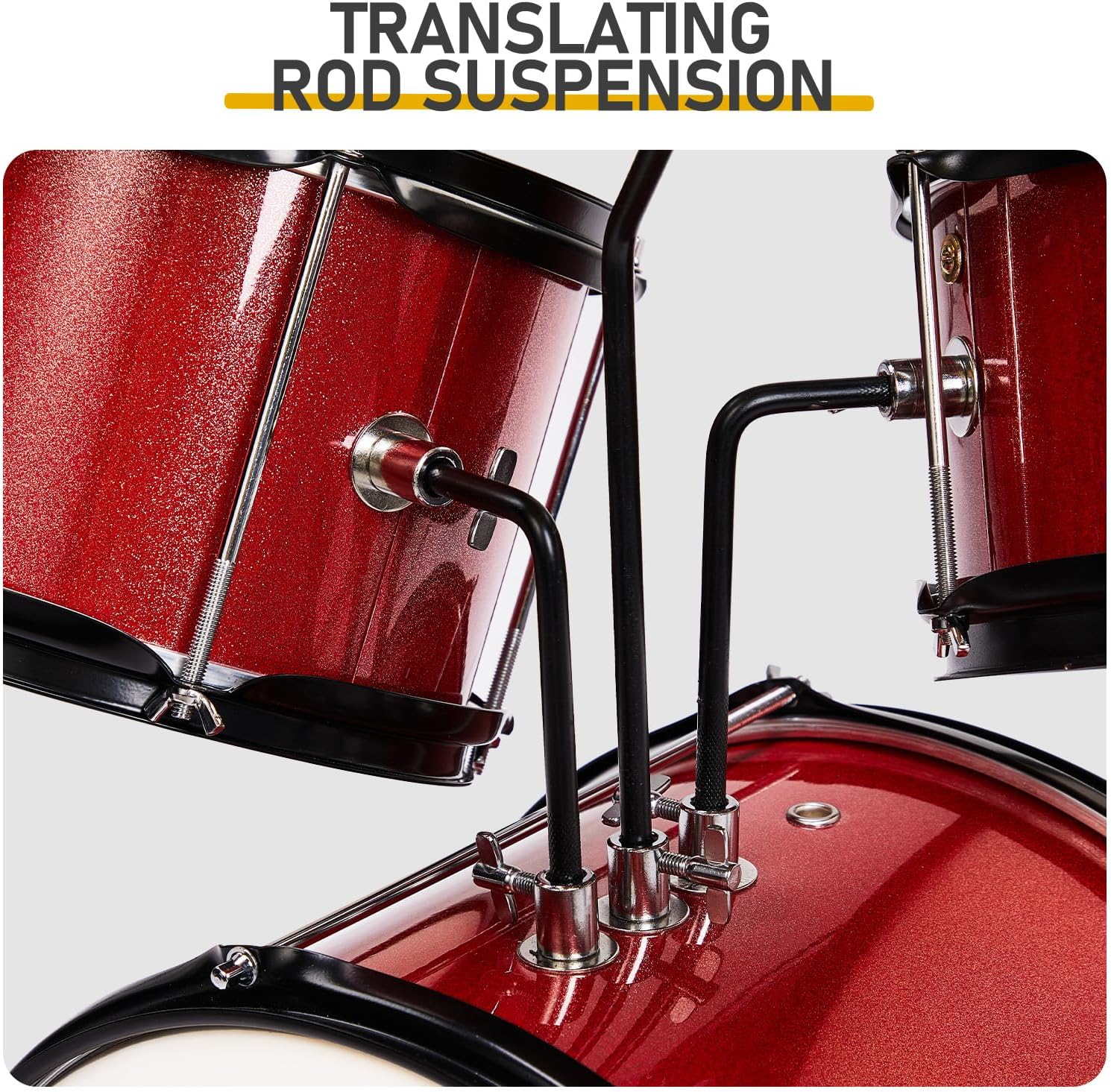 14-Inch Kids Drum Set, 3-Piece Junior Beginner Drum Set for Kids with Cymbal, Adjustable Stool, Two Pairs of Drumsticks, Pedal & Screw Wrench – Red