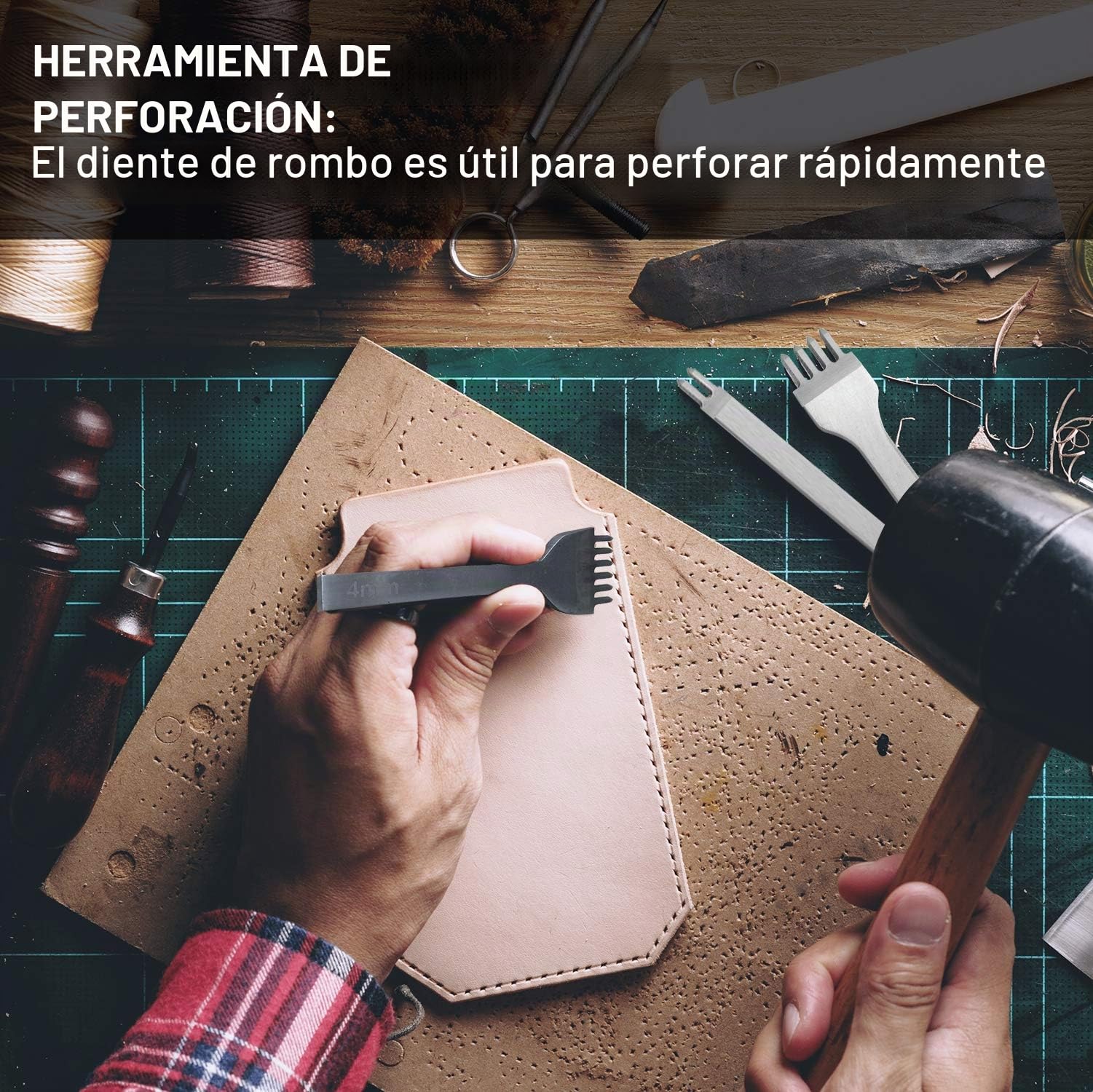 FEPITO 58 piezas de cuero herramientas de artesanía de bricolaje herramientas de costura de cuero para coser a mano costura artesanía de cuero herramienta de bricolaje (Tools)
