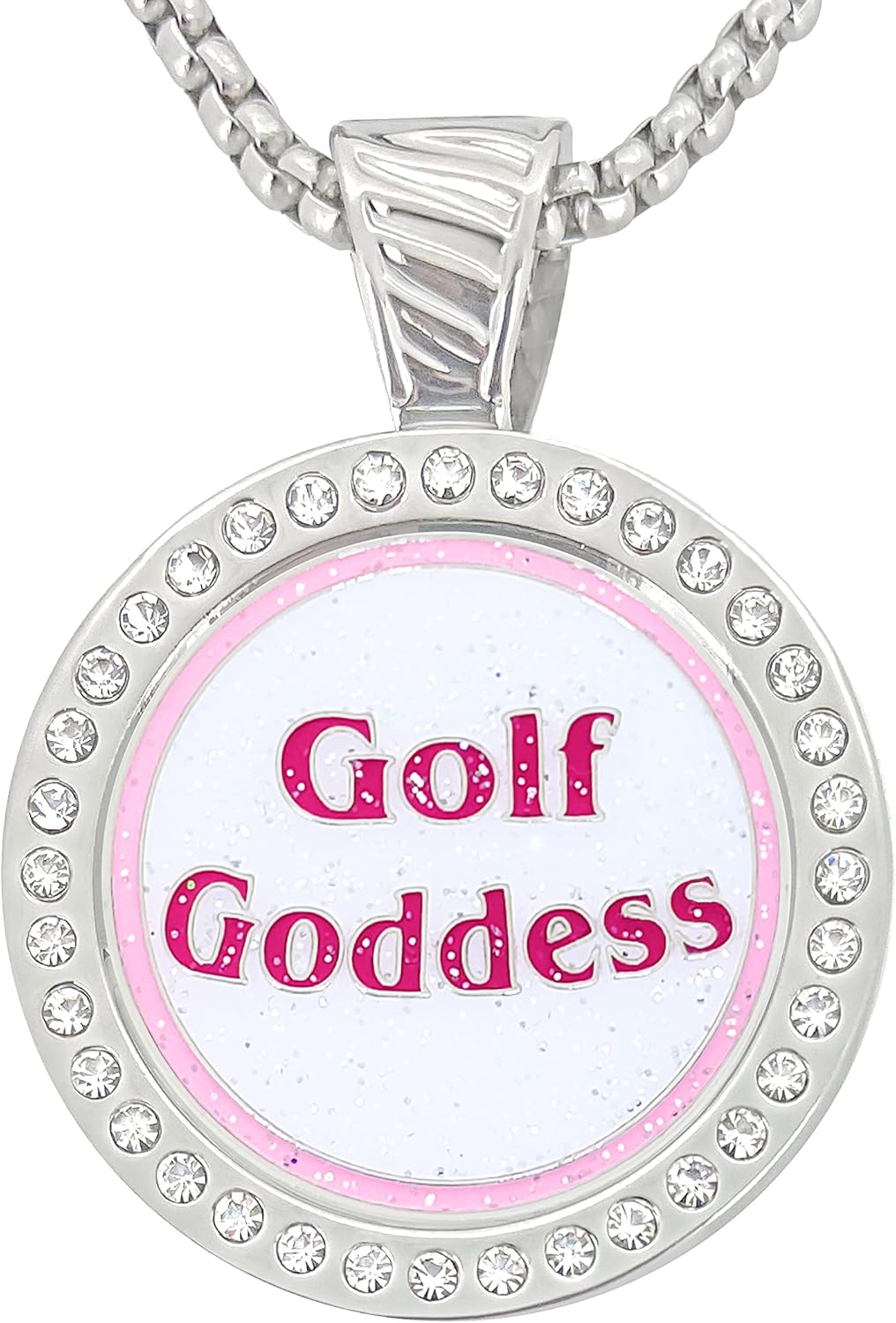NAVIKA Golf Goddess Ball Marker in Chameleon Magnetic Golf Necklace adorned with Austrian Crystals | Golfing Accessory | Jewelry for Women Golfers | Removable Golf Ball Marker Included