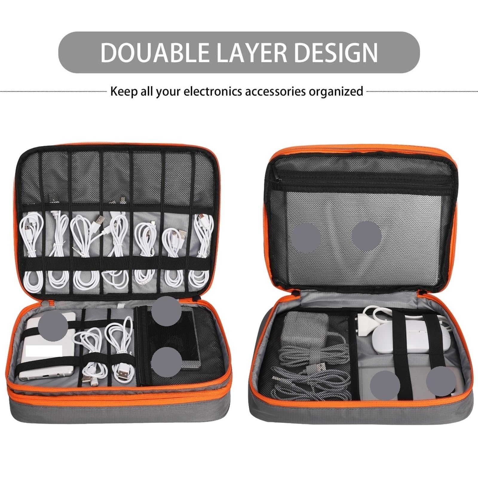 Organizer Cavi Borsa Organizer for Accessori elettronici da Viaggio di Grande capacità a Doppio Strato, Custodia for Gadget da Viaggio, Adatta for Cavi(Black)