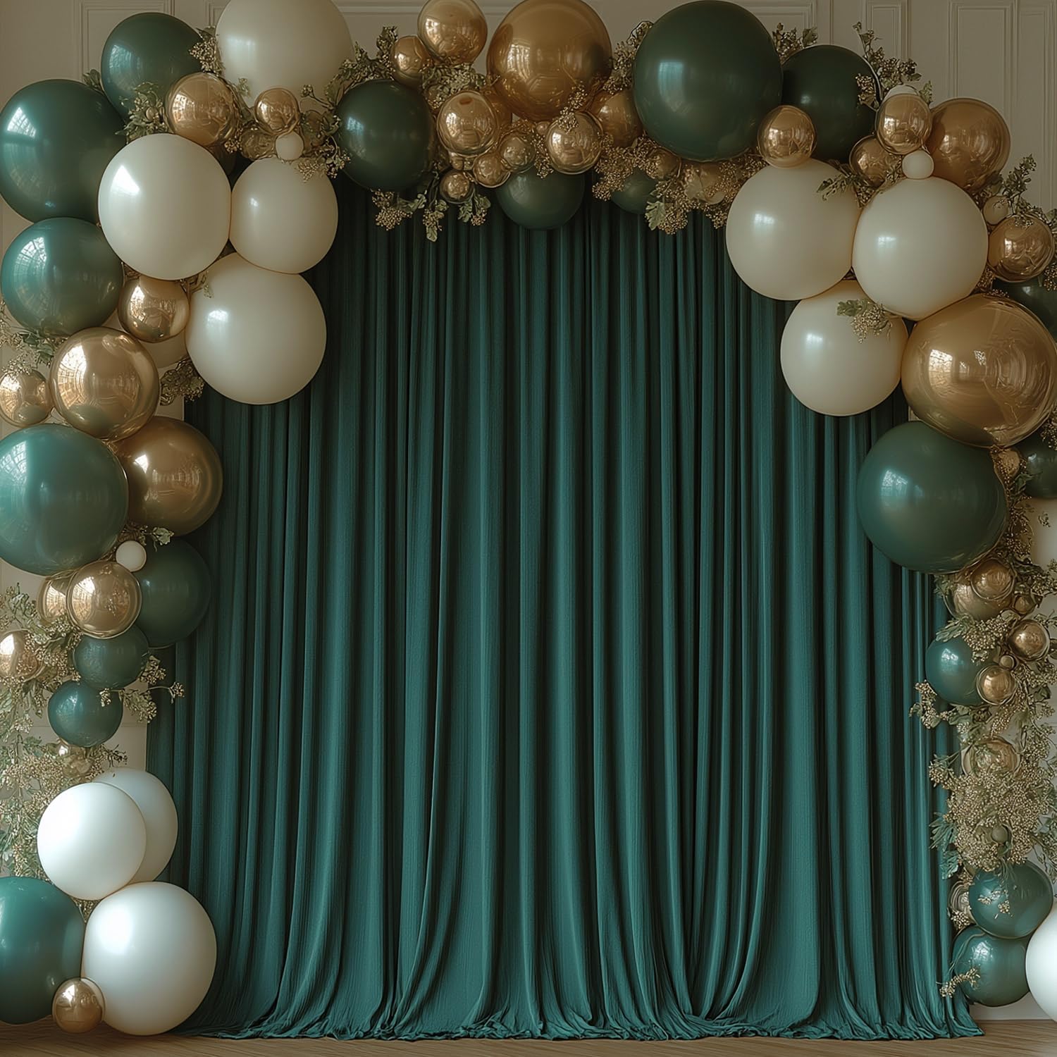 20x10FT Dark Green Backdrop Curtains for Wedding Parties, Wrinkle Free Photo Backdrop Curtains for Wedding Birthday Party Baby Shower, Fabric Drape with Rod Pockets 5ft x 10ft, 4 Panels 5'(W) x 10'(H), 4 panels Dark Green