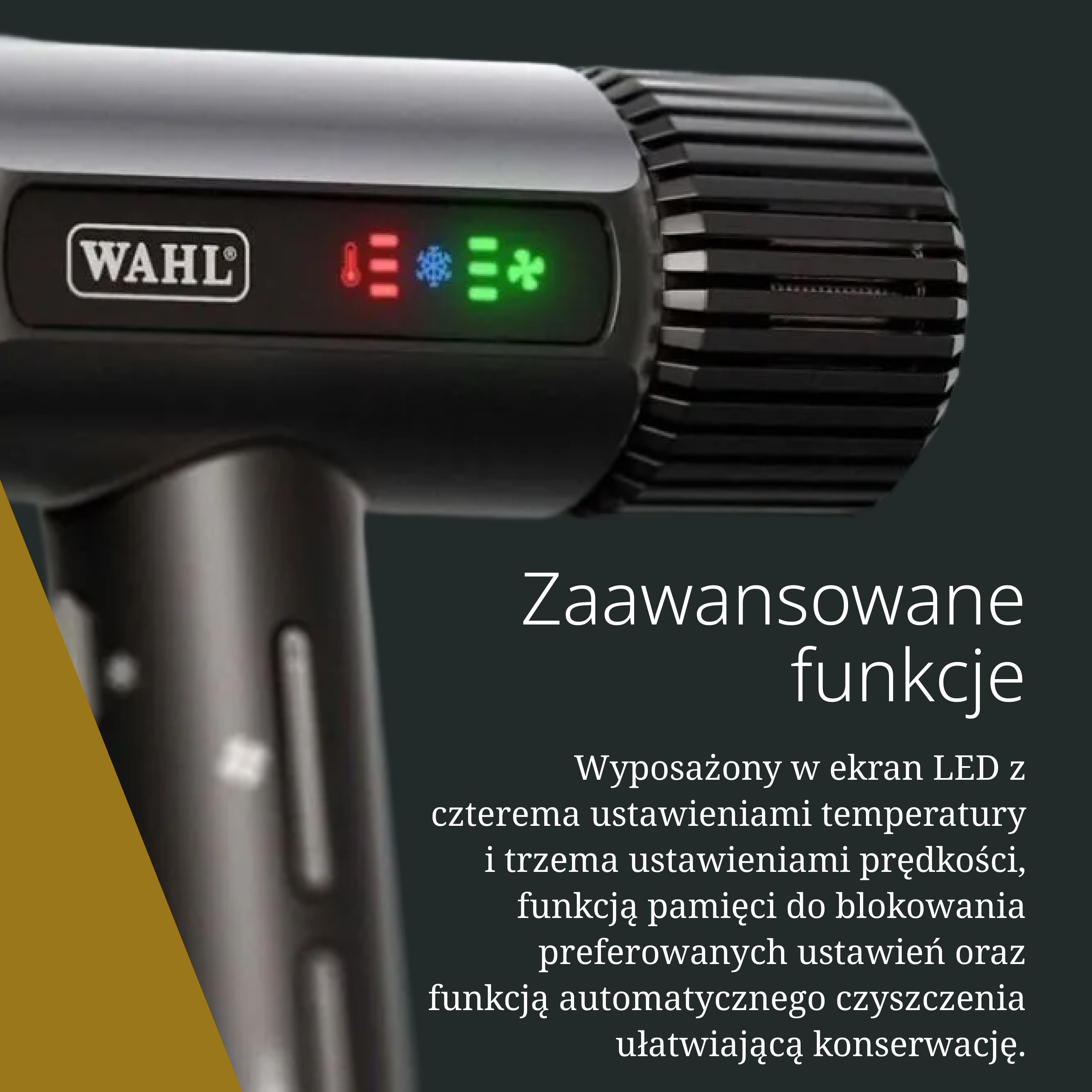 Wahl Vanquish - profesjonalna suszarka do włosów - szybkie suszenie - z magnetycznymi dyszami i dyfuzorem - Czarny